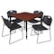 Regency Tables > Height Adjustable > Square Table & Chair Sets, 30 W, 30 L, 23-35 H, Cherry TB4242CHAPBK44BK - alternate 1
